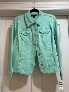 Charter Club Aqua / Mint Green Denim Jacket Large -- NWT
